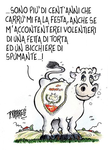 La vignetta di Paparelli sulla Fiera del Bue Grasso di Carrù La vignetta di Paparelli sulla Fiera del Bue Grasso di Carrù