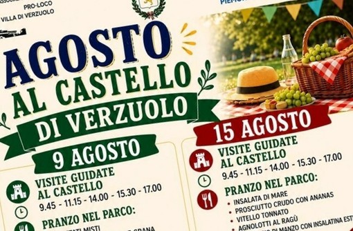 Il castello di Verzuolo “Aperto per ferie”: Domenica 9 e sabato 15 agosto cultura, sapori e intrattenimento Il castello di Verzuolo “Aperto per ferie”: Domenica 9 e sabato 15 agosto cultura, sapori e intrattenimento