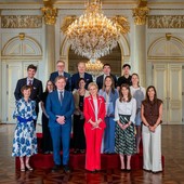 La consegna a Palazzo reale a Bruxelles della borsa di studio a Giulia Albertini, alla presenza della principessa Astrid del Belgio