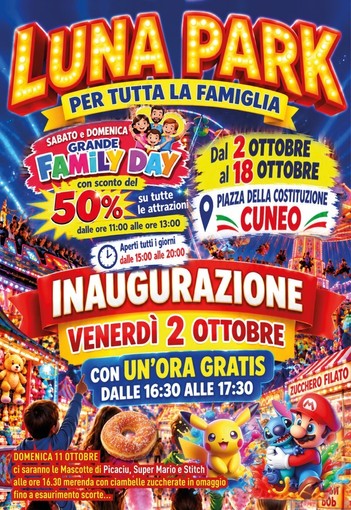 Luna Park a Cuneo, dal 2 al 18 ottobre torna il divertimento in piazza della Costituzione Luna Park a Cuneo, dal 2 al 18 ottobre torna il divertimento in piazza della Costituzione