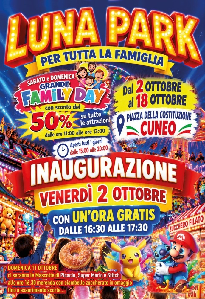 Luna Park a Cuneo, dal 2 al 18 ottobre torna il divertimento in piazza della Costituzione Luna Park a Cuneo, dal 2 al 18 ottobre torna il divertimento in piazza della Costituzione