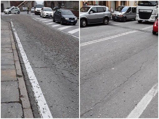 Camion perde ghiaia sull'asfalto di Mondovì: transito consentito, ma con prudenza