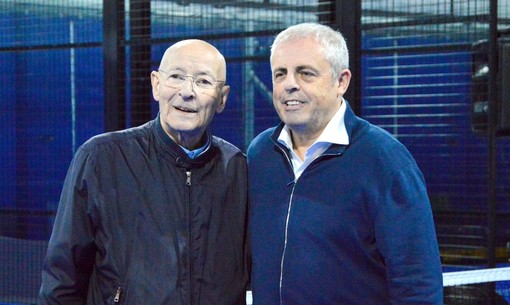 Gianni Mercorella, col presidente Luciano Cane in una delle sue ultime apparizioni per un evento sportivo dell'Area Calcio