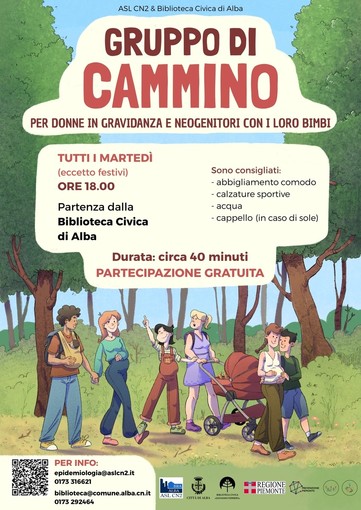 Alba, al via il gruppo di cammino per future mamme e neogenitori con l'Asl Cn2 e la Biblioteca civica Alba, al via il gruppo di cammino per future mamme e neogenitori con l'Asl Cn2 e la Biblioteca civica