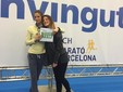 Giulia Montagnin con la sorella Clara alla presentazione della  Barcellona Marathon