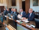 I vertici della Banca e della Fondazione CrSavigliano durante la conferenza stampa