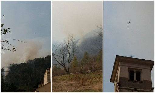 L'incendio a Casteldelfino e l'intervento dell'elicottero