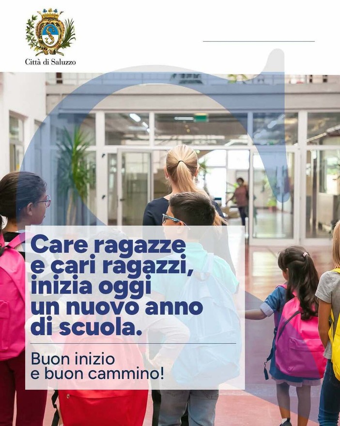 l'augurio del sindaco Franco Demaria ai ragazzi e ragazze nel primo giorno di scuola 2026-2027