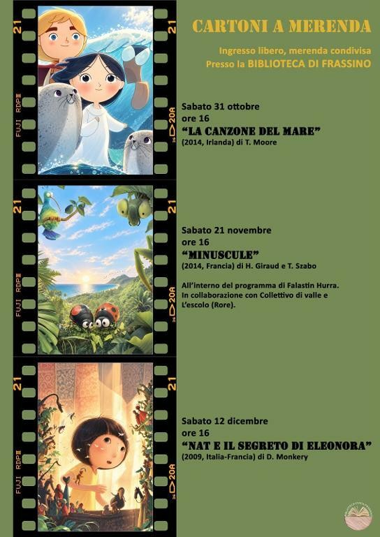 Torna "Cartoni a merenda" alla Biblioteca di Frassino: tre pomeriggi di cinema e magia Torna "Cartoni a merenda" alla Biblioteca di Frassino: tre pomeriggi di cinema e magia