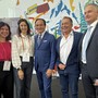 Chiara Bergadano e Daniela Ferrero di Langhe Experience con il presidente della Regione Piemonte Alberto Cirio, l’assessore regionale al Turismo Paolo Bongioanni e il direttore dell’Ente Turismo Langhe Monferrato Roero Bruno Bertero, nel corso della conferenza stampa