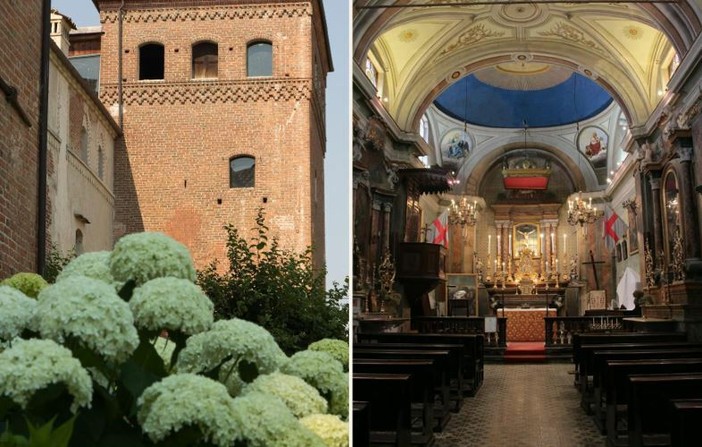 Da sinistra: i Castelli di Lagnasco e la confraternita del Santissimo Crocefisso Da sinistra: i Castelli di Lagnasco e la confraternita del Santissimo Crocefisso