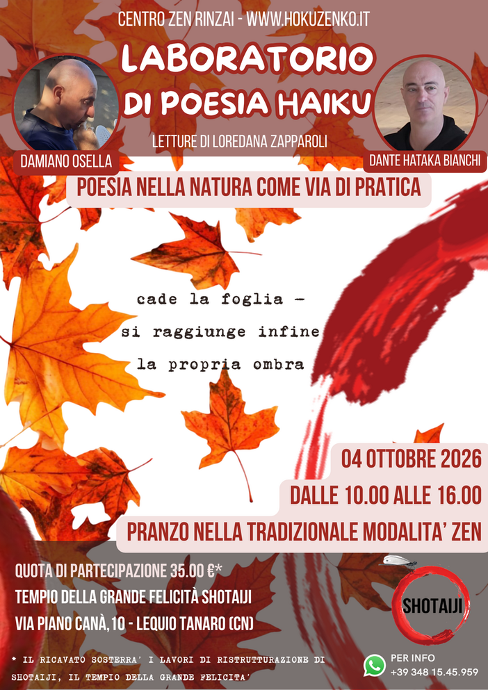 A Lequio Tanaro una giornata con laboratorio di poesia haiku, passeggiate nel bosco, meditazione e uno sleep concert