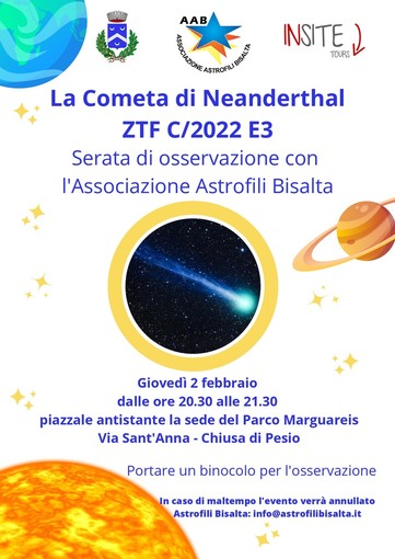 Chiusa di Pesio, serata dedicata all'osservazione della Cometa di Neanderthal