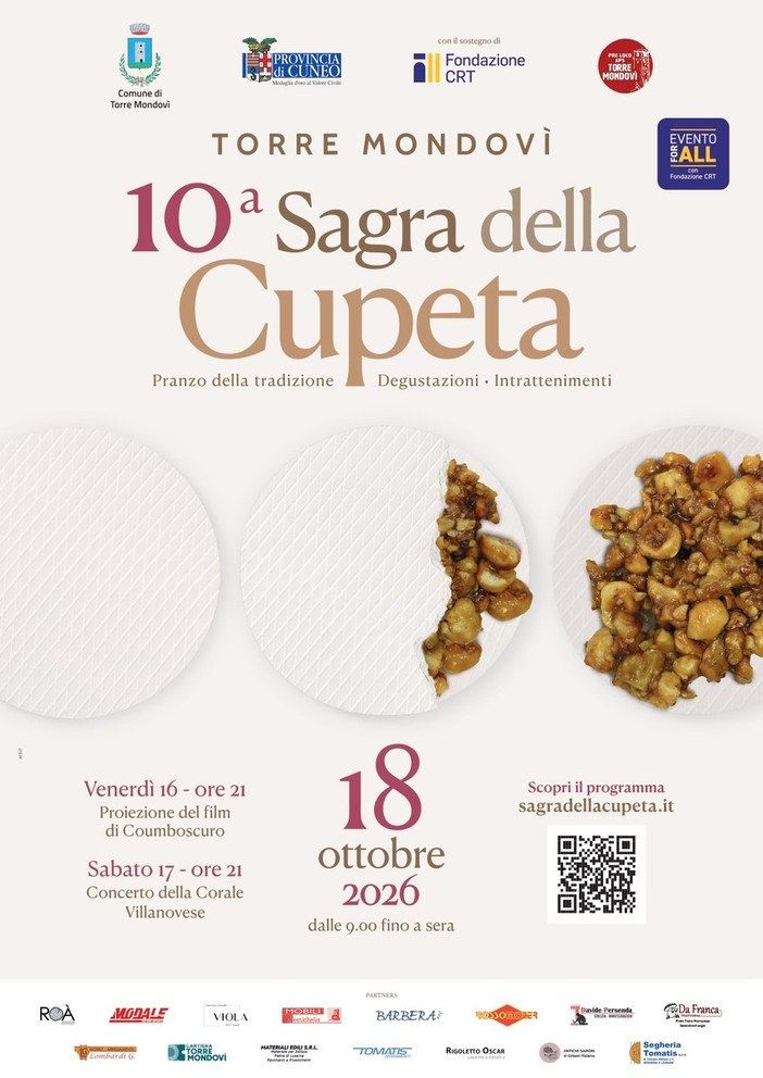Torre Mondovì, domenica 18 ottobre torna la Sagra della Cupeta: una giornata di festa aperta a tutti