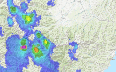 La situazione immortalata dai radar di Arpa Piemonte alle 15.55 di oggi, domenica 31 maggio