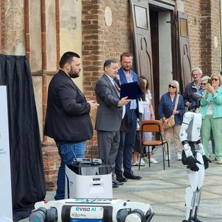 Saluzzo, monsignor Cristiano Bodo e Gianfranco Sorasio di eViso Saluzzo, monsignor Cristiano Bodo e Gianfranco Sorasio di eViso