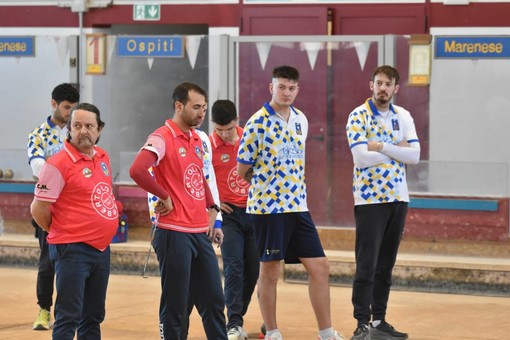 Nella foto di Mauro Parena fase di gioco del match di andata Marenese ed Auxilium Saluzzo