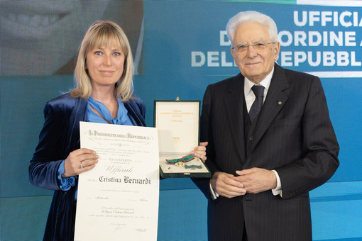 Cristina Bernardi col Presidente Sergio Mattarella