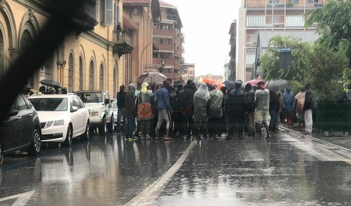 Immagine scattata durante la protesta dei migranti Immagine scattata durante la protesta dei migranti