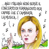 Meloni, il concerto di Ferragosto e la musica che cambia: la nuova vignetta di Danilo Paparelli Meloni, il concerto di Ferragosto e la musica che cambia: la nuova vignetta di Danilo Paparelli