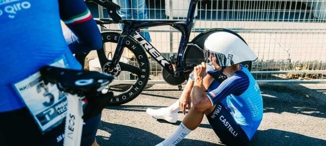 Matteo Sobrero al termine della prova iridata (foto profilo instagram matteo sobrero) Matteo Sobrero al termine della prova iridata (foto profilo instagram matteo sobrero)