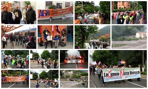 Manifestazione a difesa della Cuneo Nizza a Breil