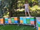 Mattia Mana con il suo apiario Mattia Mana con il suo apiario
