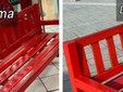 La panchina rossa nelle foto pubblicate dall'Ipercoop Mondovicino