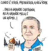 La vignetta di Paparelli sulla Fiera del Marrone promossa a New York La vignetta di Paparelli sulla Fiera del Marrone promossa a New York