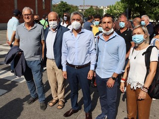 Da sinistra, Angelo Vero (Cisl), Maurizio Marello, Carlo Bo, Vito Montanaro (Uil) e Maria Grazia Lusetti (Cgil)