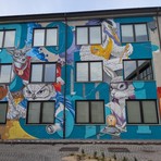 Saluzzo, il murales nel cortile del Liceo Bodoni in via Donaudi