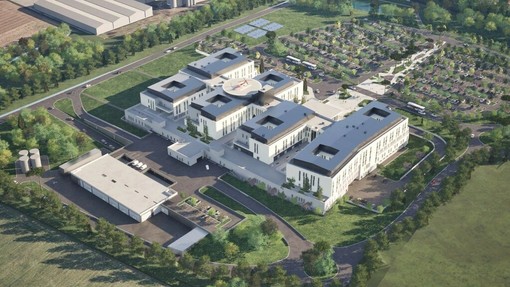 Il rendering dall'alto del nuovo ospedale di Savigliano Il rendering dall'alto del nuovo ospedale di Savigliano