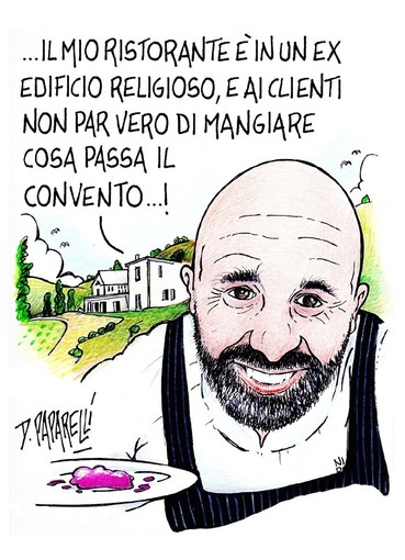 RIDERE & PENSARE / Lo chef Niko Romito celebrato dal Gambero Rosso attraverso la matita di Danilo Paparelli RIDERE & PENSARE / Lo chef Niko Romito celebrato dal Gambero Rosso attraverso la matita di Danilo Paparelli