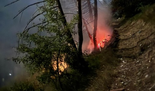 Fulmine provoca un incendio nei boschi sopra Valdieri: intervento nella notte di Vigili del Fuoco e Aib [FOTO]