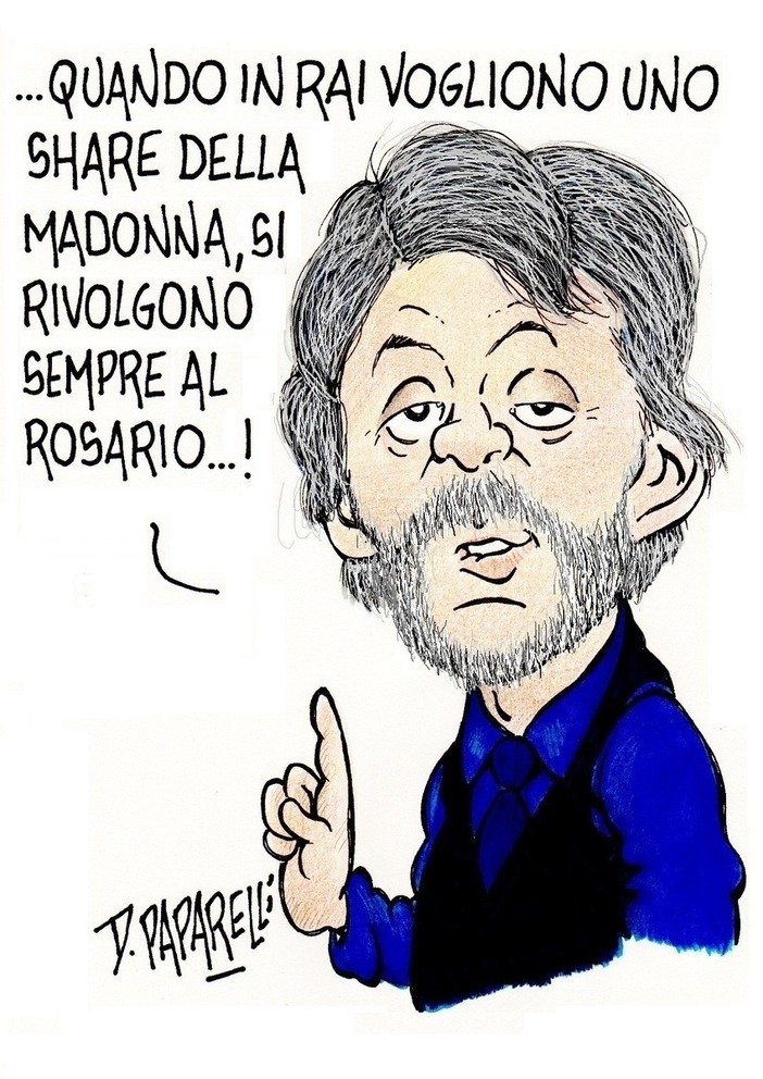 La vignetta di Danilo Paparelli sul ritorno di Fiorello sulla rete ammiraglia Rai