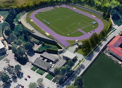 Il rendering della nuova pista di atletica
