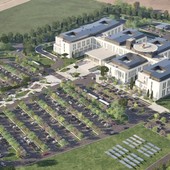 Il rendering del nuovo ospedale di pianura Il rendering del nuovo ospedale di pianura