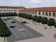Il progetto del nuovo volto del cortile nella ex Caserma Musso che ospita l'area spettacoli all'aperto e i posteggi per il personale del liceo Soleri Bertoni