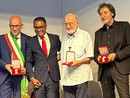 Il sindaco di Racconigi Valerio Oderda con il presidente di Capo Verde Josè Maria Neves e Padre Ottavio Fasano