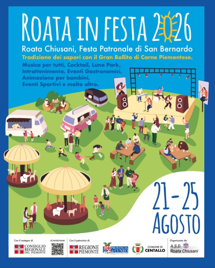 Dal 21 al 25 agosto torna "Roata in Festa 2026" Dal 21 al 25 agosto torna "Roata in Festa 2026"