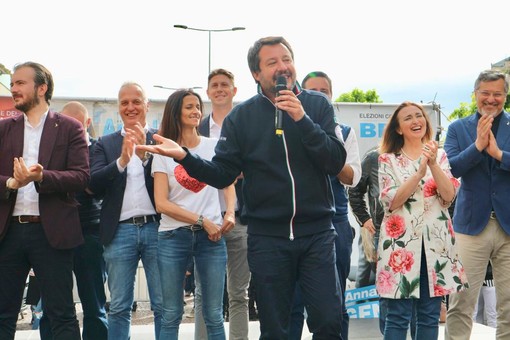 Matteo Salvini coi maggiorenti del partito in Granda per la campagna elettorale 2019