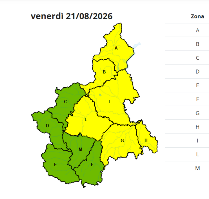 Temporali, allerta gialla in due aree del Cuneese Temporali, allerta gialla in due aree del Cuneese