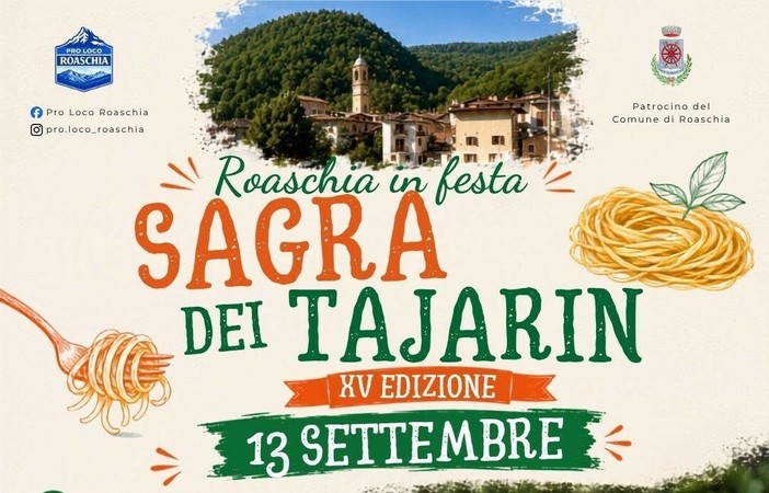 Domenica 13 settembre torna la Sagra dei Tajarin a Roaschia Domenica 13 settembre torna la Sagra dei Tajarin a Roaschia