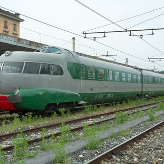 Il treno Arlecchino ETR  al suo arrivo a Cuneo (Fotoservizio di Andrea Richermo, filmati di Luciano Milano e Matteo Lemut)