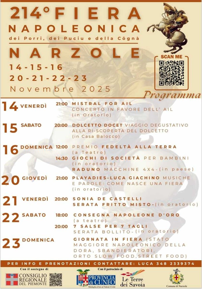 Fiera Napoleonica di Narzole 2025: tradizione, gusto e musica per la 214ª edizione Fiera Napoleonica di Narzole 2025: tradizione, gusto e musica per la 214ª edizione