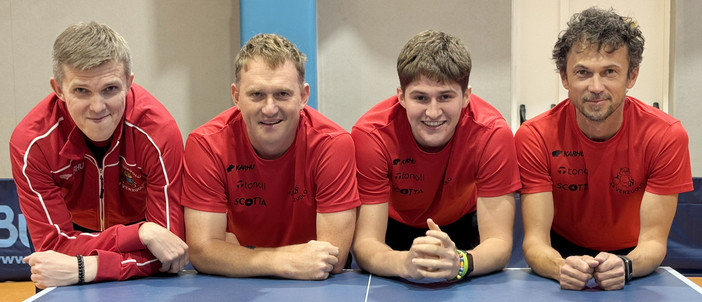 (Da sinistra: il tecnico Vasilii Gushchin, Mattia Garello, Andrea Garello, Vladimir Sych) (Da sinistra: il tecnico Vasilii Gushchin, Mattia Garello, Andrea Garello, Vladimir Sych)