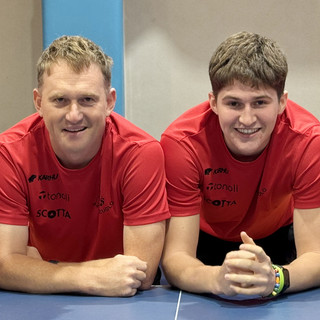 (Da sinistra: il tecnico Vasilii Gushchin, Mattia Garello, Andrea Garello, Vladimir Sych)