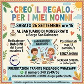 "Creo il regalo per i miei nonni": sabato al Santuario di Monserrato un laboratorio gratuito per i bambini tra 6 e 8 anni "Creo il regalo per i miei nonni": sabato al Santuario di Monserrato un laboratorio gratuito per i bambini tra 6 e 8 anni