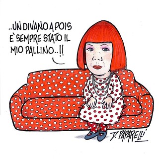 Paparelli omaggia Yayoi Kusama, l'artista giapponese "dei pois", morta a 97 anni Paparelli omaggia Yayoi Kusama, l'artista giapponese "dei pois", morta a 97 anni
