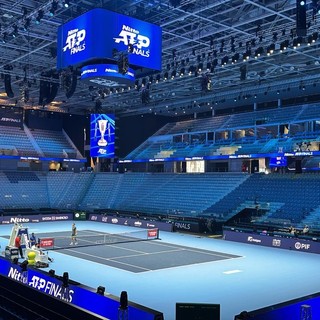 Un'immagine degli allenamenti degli Atp Finals di Torino